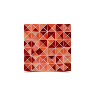 Moroccan Red Mosaic Tiles - Handmade Cubic Motif