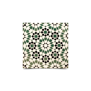 Moroccan Green Mosaic Tiles - Intricate Stars & Floral Design