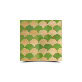 Moroccan Green & Beige Mosaic Tiles - Hand-Crafted Glazed Pattern