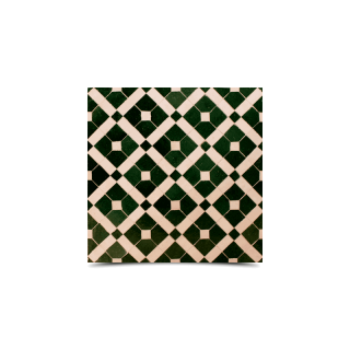 Moroccan Green & White Mosaic Tiles - Handcrafted Geometric Design