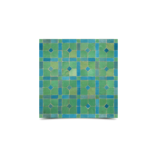 Moroccan Blue Green Mosaic Tiles - Handmade in Fes