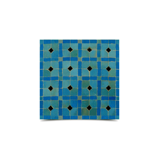 Handmade Moroccan Mosaic Blue & Black Tile - Geometric Design