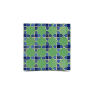 Moroccan Green & Blue Mosaic Tile | Star Pattern - Enjoy the allure of Moroccan aesthetics with this vibrant handcrafted tile. Ideal for floors, walls, kitchens, and bathrooms.