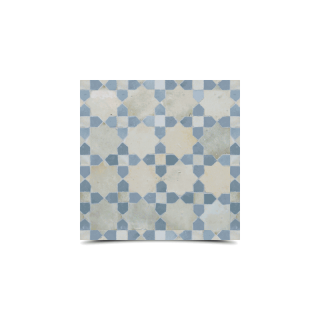 Blue & Beige Moroccan Mosaic Tiles - Eight-Point Star Design