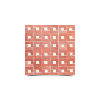 Moroccan Red & White Mosaic Tiles - Handmade Glazed Pattern