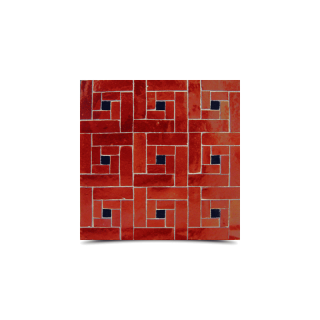 Moroccan Red & Blue Mosaic Tile - Maze-Like Design