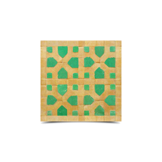 Moroccan Green & Beige Mosaic Tile Pattern - Handcrafted Elegance