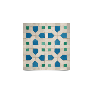 Moroccan Mosaic Tiles - Gray, Blue & Green Geometric Pattern