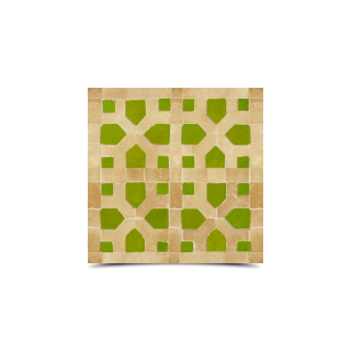 Moroccan Mosaic Beige & Light Green Tile - Handmade Geometric Design