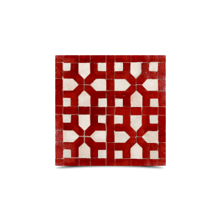 Moroccan Red & White Mosaic Tiles - Traditional Hand-Made Geometric Design
