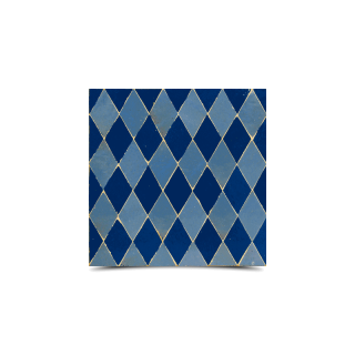 Moroccan Mosaic Pattern Tiles - Light Beige & Navy Blue - 194