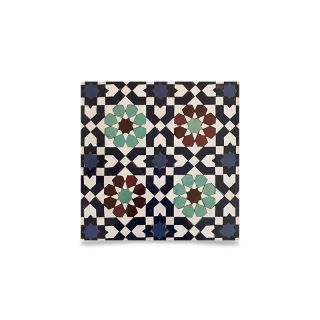 Moroccan Mosaic Blue Border Tile - Geometric Floral Design