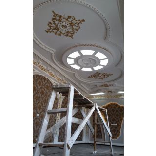Moroccan Handcrafted Gypsum Plaster Ceiling - Elegant Rose Design