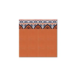 Moroccan Cement Border Tile | Black & Orange | Geometric Design