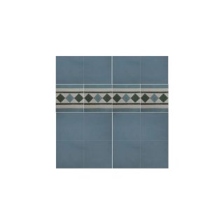 Moroccan Blue Cement Border Tiles - Elegant Lozenge Design
