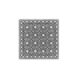 "Black and White Moroccan Cement Border - Intricate Floral and Geometric Motifs"