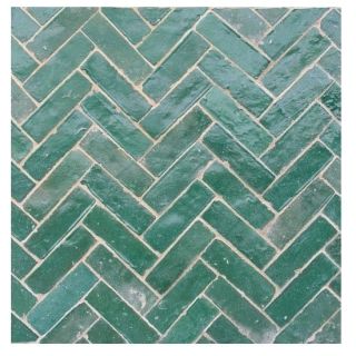 Deep Green Handmade Moroccan Bejmat Tiles - Vintage Elegance for Indoor & Outdoor