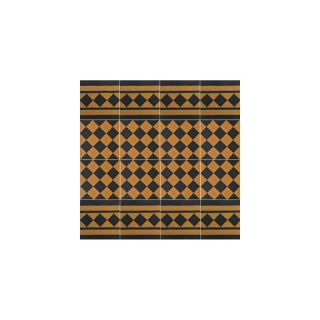 Moroccan Yellow & Black Cement Tile Border - 266 - Water-Resistant & Durable