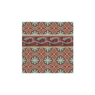 Moroccan Red & Gray Floral Cement Tile Border - Handmade Durable Finish
