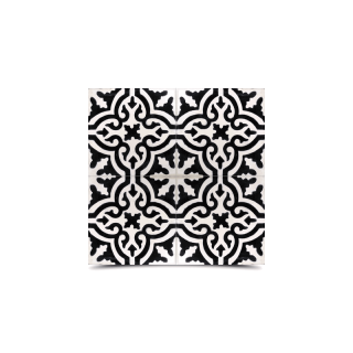 Elegant Moroccan Cement Pattern White & Black Tile - 224