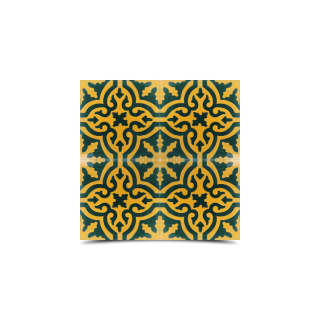 Moroccan Cement Pattern Yellow & Black Tiles - Handmade Artisan Mosaic