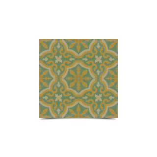 Moroccan Green Yellow Cement Pattern Tile - Handmade, Water-Resistant