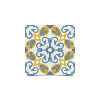 Moroccan Floral Blue & Yellow Cement Tiles - Handcrafted & Durable