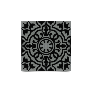 Moroccan Cement Pattern Black & Gray Decor Tiles - Artistic Geometric Design