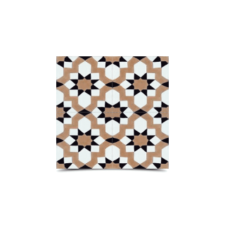 Moroccan Cement Tile in Black, Beige & White - 244