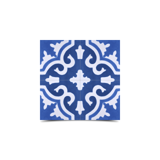 Moroccan Cement Tile White Blue Pattern - Indoor Outdoor