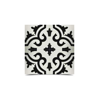 Moroccan Gray & Black Cement Mosaic Tiles - Floral Design