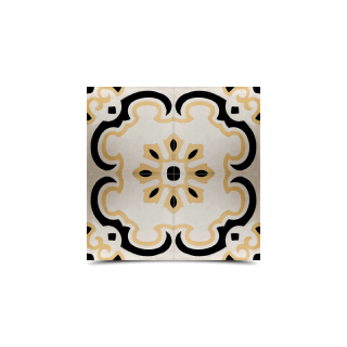 Moroccan Cement Pattern Tile - Beige, White & Black - Handcrafted Traditional Tile for Elegant Decor.