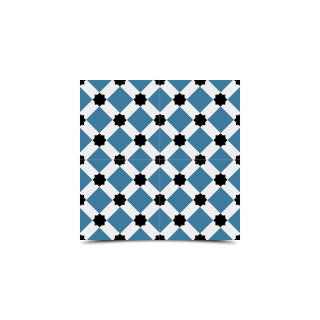 Moroccan Cement Pattern Tiles in Black, Blue & White