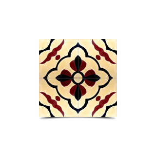 Moroccan Cement Tile in Dark Red & Black - Floral & Geometric Pattern