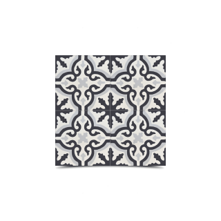 "Black & Gray Moroccan Cement Geometric Pattern Tiles - Durable & Stylish"