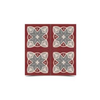 Dark Red & Light Grey Moroccan Hand Painted Tile | Handmade & Versatile