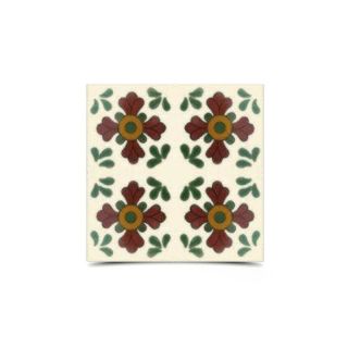 Green & Red Moroccan Floral Hand-Painted Tile - Bright Durable Mosaic