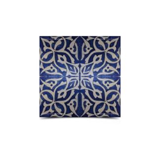 Moroccan Blue-Grey Hand-Painted Ceramic Tile - Vintage Arabesque Motif