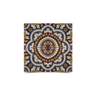 Blue & Mustard Moroccan Hand Painted Tile - Stylish Floral Design