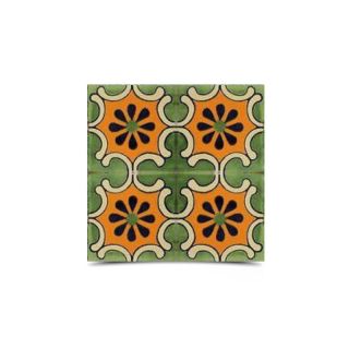 Green & Pumpkin Moroccan Hand-Painted Mosaic Tiles