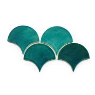 Moroccan Fish Scales - Sea Mist: Handmade Glossy Tiles