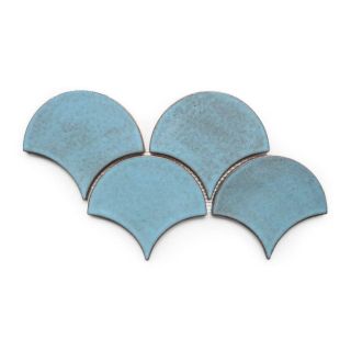 Blue Bell Moroccan Fish Scales Tiles - High-Quality 4x3-inch Scallops