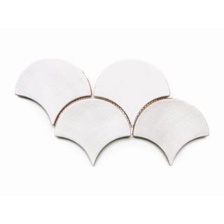 Large White Moroccan Fish Scale Tiles | Handcrafted 4x3-Inch Scallops