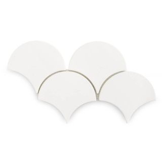 Large Moroccan Fish Scales Marshmallow - Glossy Handcrafted Tiles