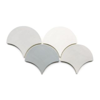 Moroccan Fish Scale Tiles in Silver, Grey, and Deco White
