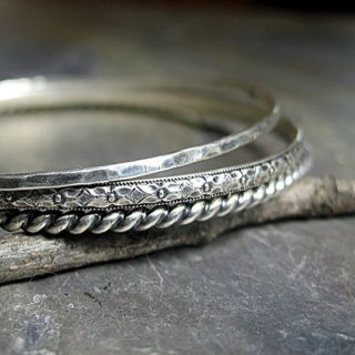 Moroccan Tuareg Berber Silver Geometric Bracelet, Handcrafted