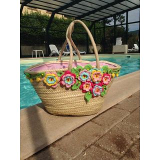 Handwoven Floral Straw Handbag | Eco-Friendly Berber Basket