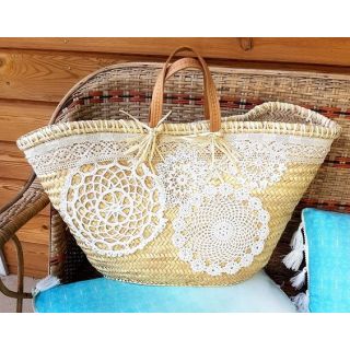Ethically Handwoven Moroccan Straw Handbag Basket