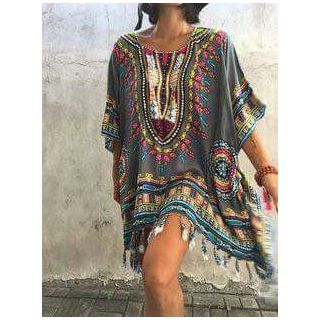 Moroccan Kaftan Style Beach Cover Up - Moroccan Print Maxi Caftan | Beachwear.