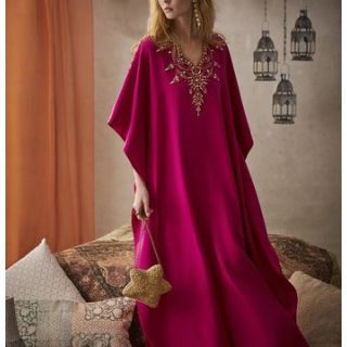 Captivating Moroccan Embroidered Kaftan Dress 131 - Bohemian Chic Statement Piece